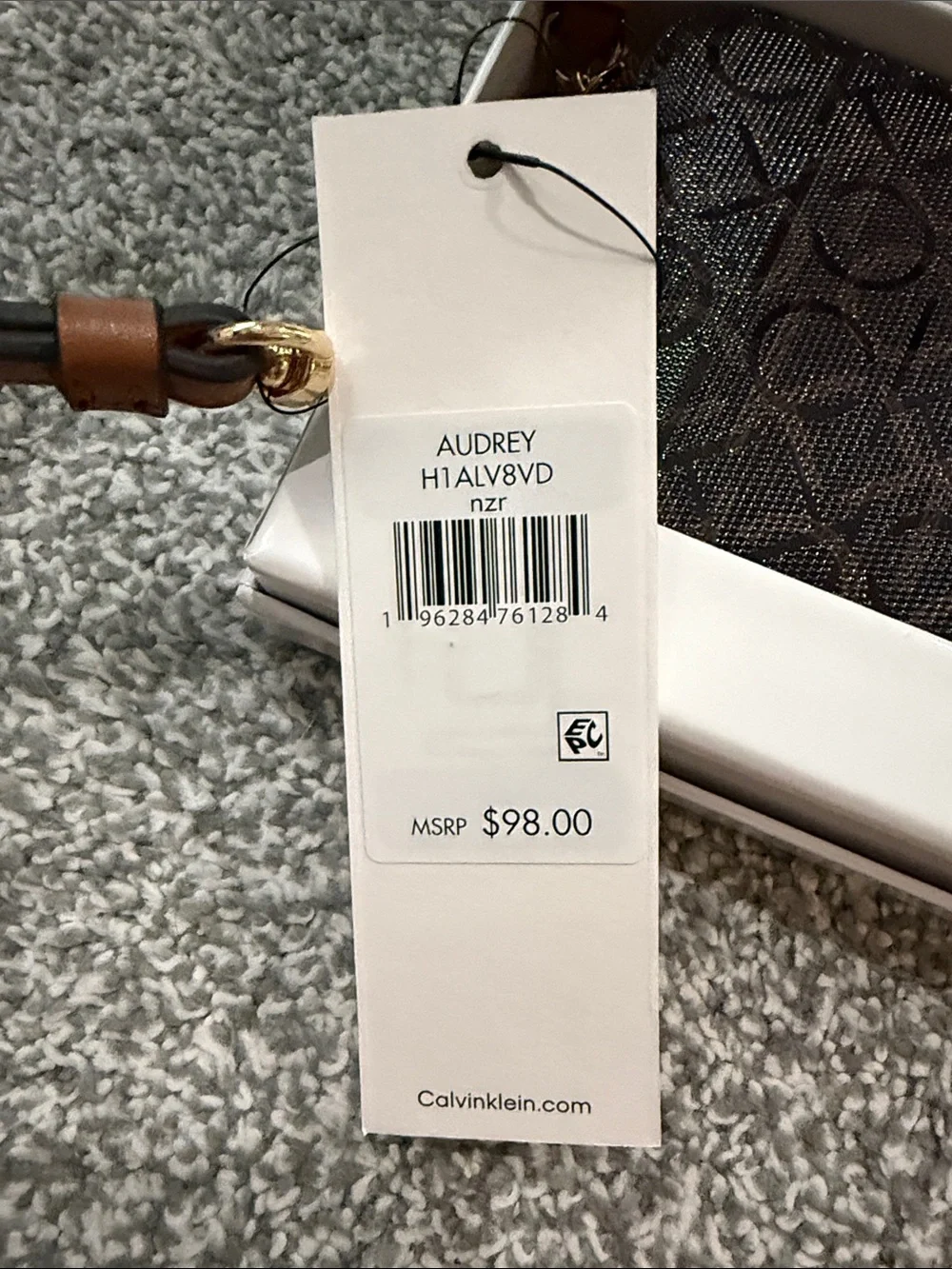 Calvin Klein Brown and Black Monogram Zip Wallet with Gold Logo